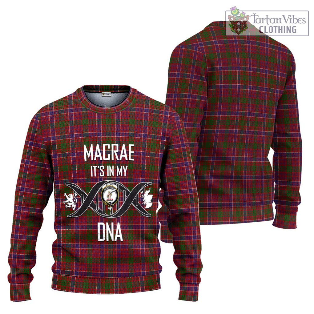 MacRae Red Tartan Knitted Sweater with Family Crest DNA In Me Style Unisex - Tartanvibesclothing Shop