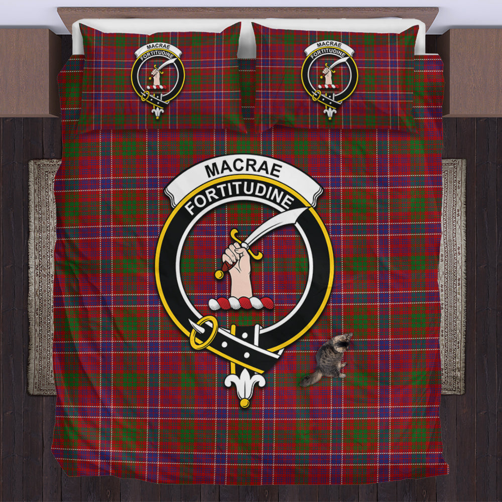 MacRae Red Tartan Bedding Set with Family Crest US Bedding Set - Tartan Vibes Clothing