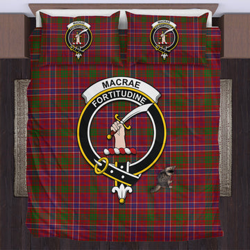 MacRae Red Tartan Bedding Set with Family Crest