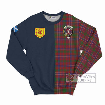 MacRae Red Tartan Sweatshirt Alba with Scottish Lion Royal Arm Half Style