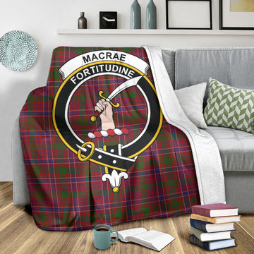 MacRae Red Tartan Blanket with Family Crest