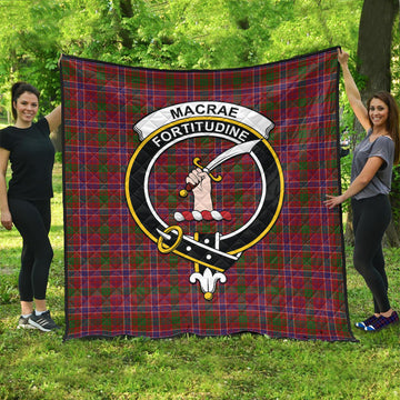 MacRae Red Tartan Quilt with Family Crest