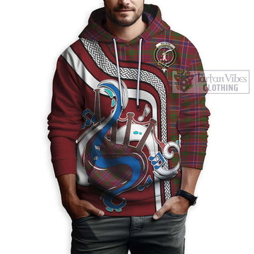 MacRae Red Tartan Hoodie with Epic Bagpipe Style