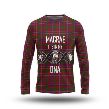 MacRae Red Tartan Long Sleeve T-Shirt with Family Crest DNA In Me Style