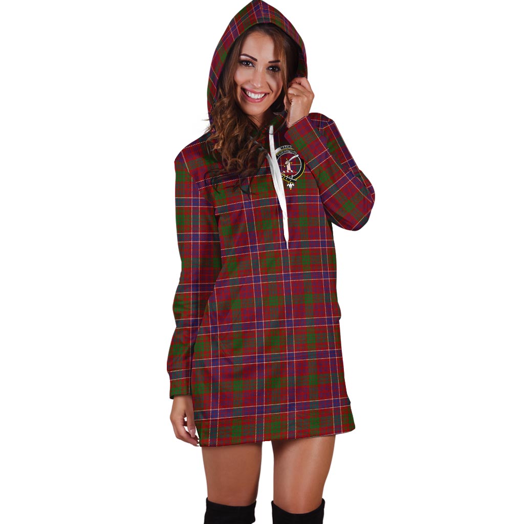 MacRae Red Tartan Hoodie Dress with Family Crest - Tartan Vibes Clothing