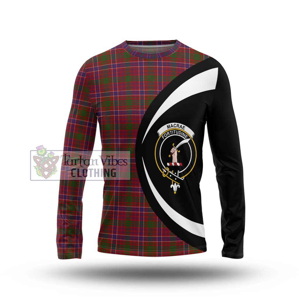 MacRae Red Tartan Long Sleeve T-Shirt with Family Crest Circle Style Unisex - Tartan Vibes Clothing