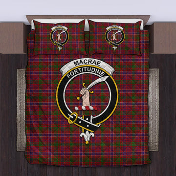 MacRae Red Tartan Quilt Bed Set with Family Crest