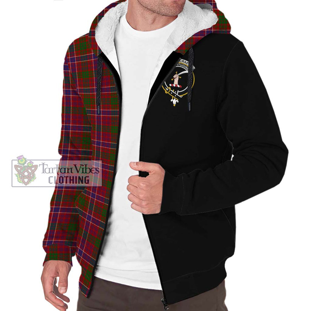 MacRae Red Tartan Sherpa Hoodie with Family Crest and Half Of Me Style Unisex S - Tartanvibesclothing Shop