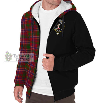 MacRae Red Tartan Sherpa Hoodie with Family Crest and Half Of Me Style