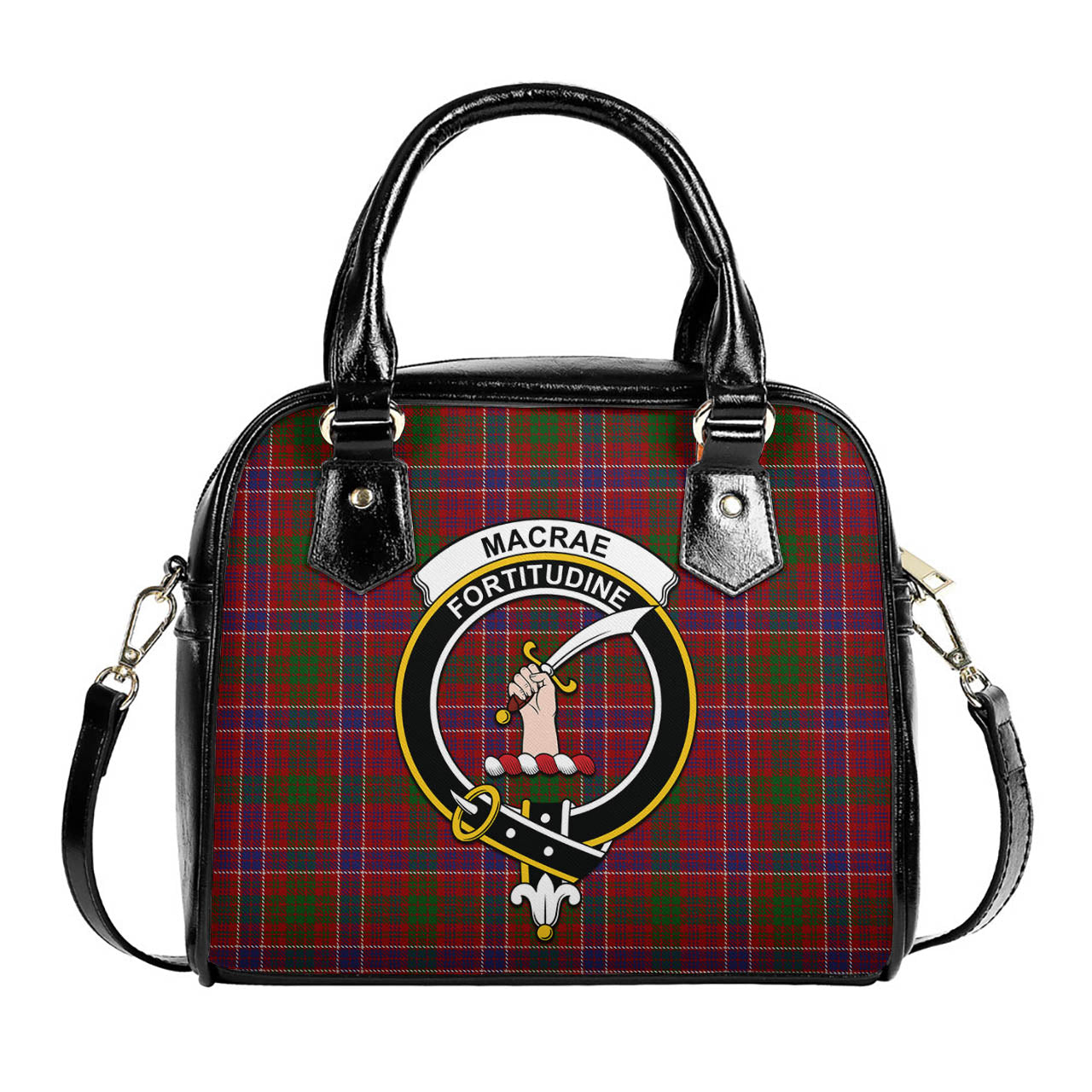 MacRae Red Tartan Shoulder Handbags with Family Crest One Size 6*25*22 cm - Tartanvibesclothing