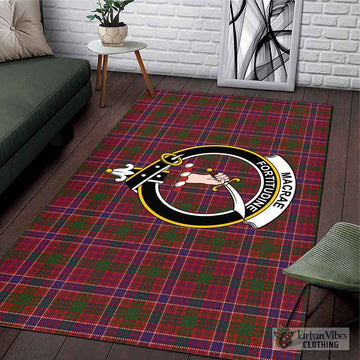 MacRae Red Tartan Area Rug with Family Crest