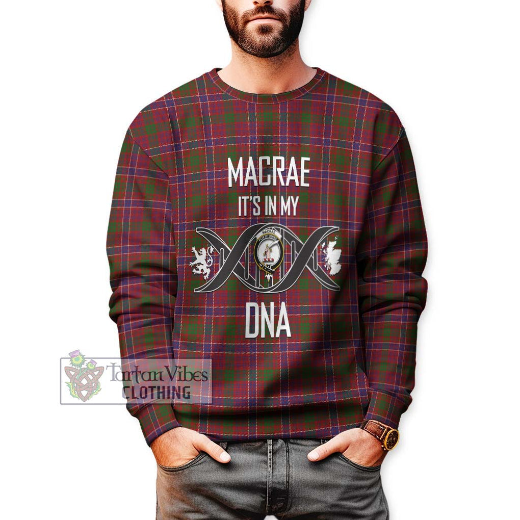 MacRae Red Tartan Sweatshirt with Family Crest DNA In Me Style Unisex - Tartanvibesclothing Shop