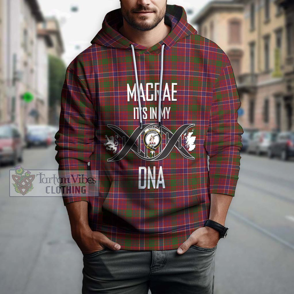 MacRae Red Tartan Hoodie with Family Crest DNA In Me Style Pullover Hoodie - Tartanvibesclothing Shop