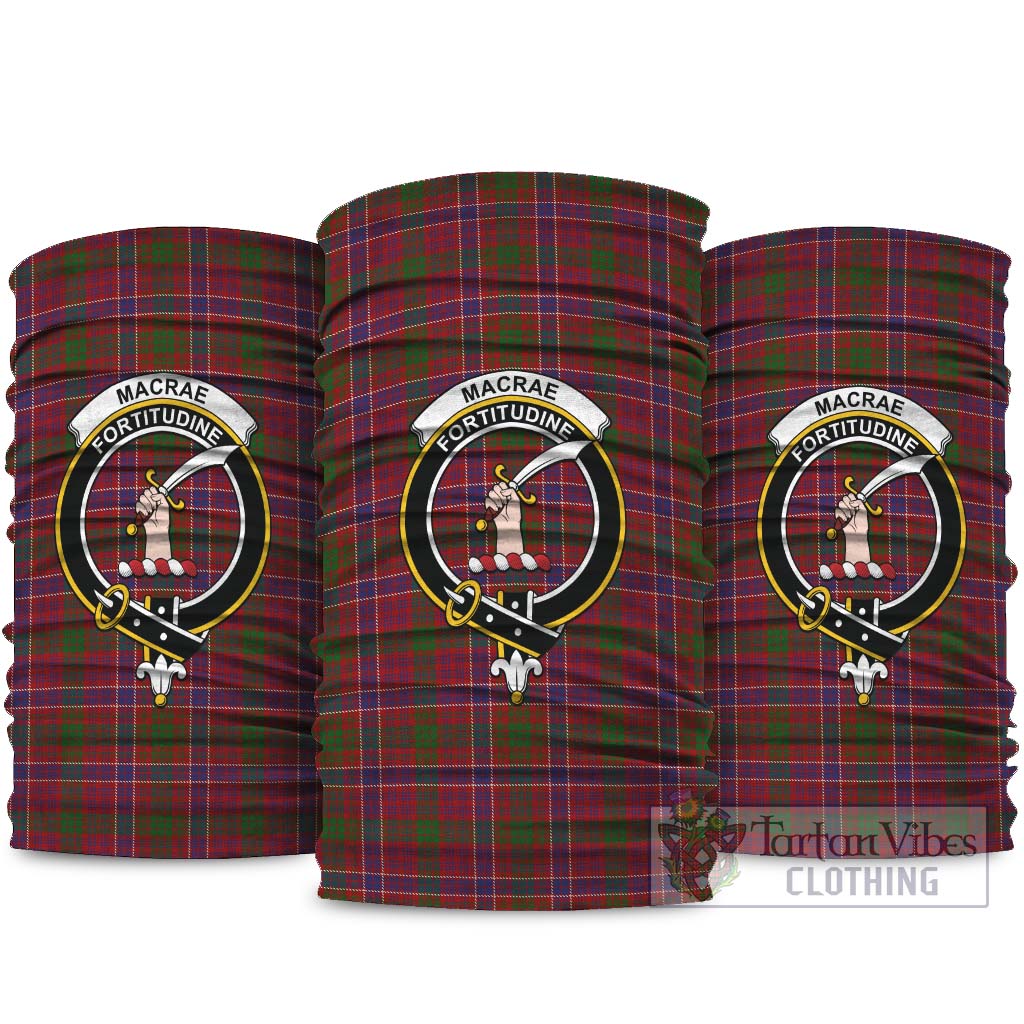 MacRae Red Tartan Neck Gaiters, Tartan Bandanas, Tartan Head Band with Family Crest