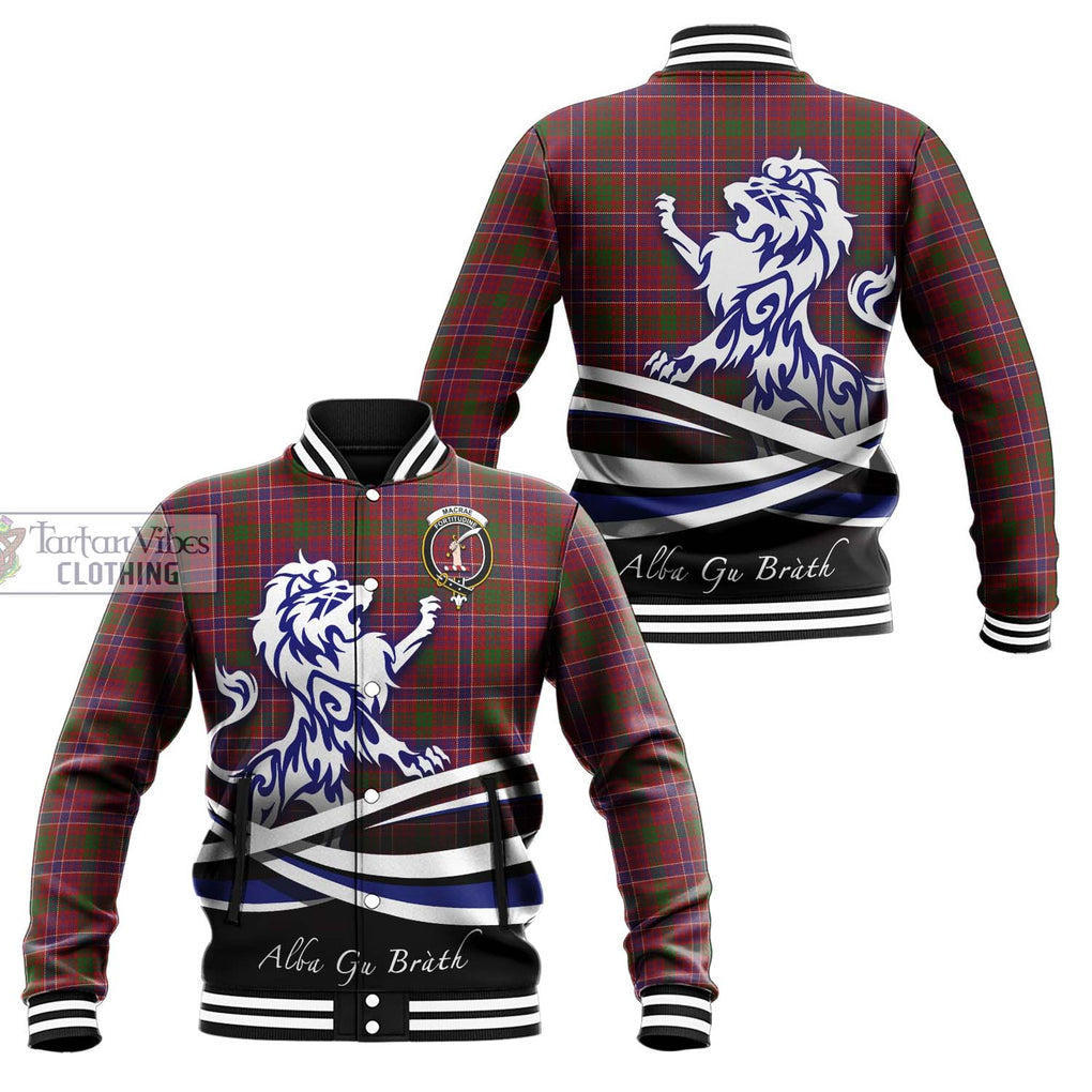 MacRae Red Tartan Baseball Jacket with Alba Gu Brath Regal Lion Emblem Unisex - Tartanvibesclothing Shop