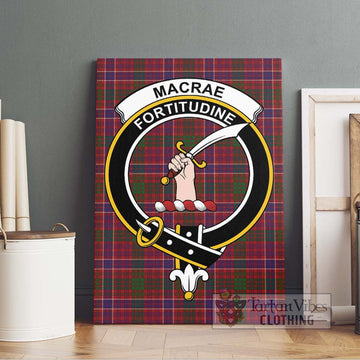 MacRae Red Tartan Canvas Print Wall Art with Family Crest