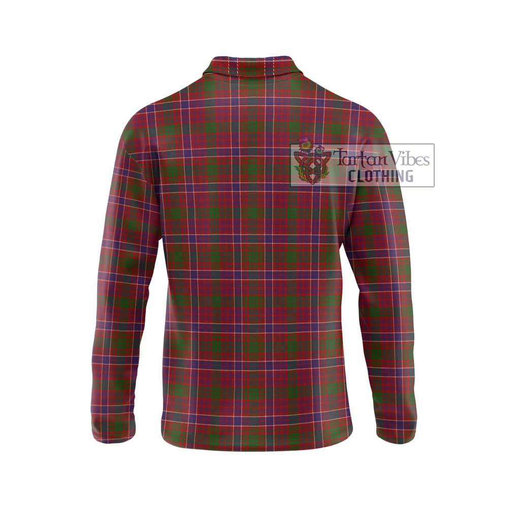 MacRae Red Tartan Long Sleeve Polo Shirt with Family Crest DNA In Me Style - Tartanvibesclothing Shop