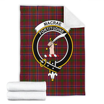 MacRae Red Tartan Blanket with Family Crest