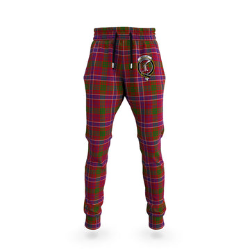 MacRae Red Tartan Joggers Pants with Family Crest