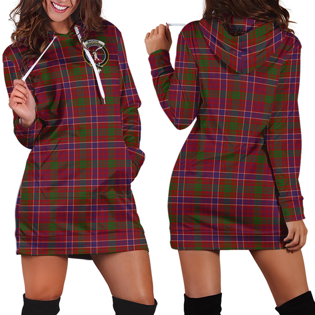 MacRae Red Tartan Hoodie Dress with Family Crest - Tartan Vibes Clothing