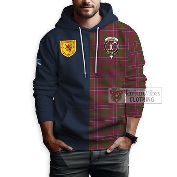 MacRae Red Tartan Hoodie Alba with Scottish Lion Royal Arm Half Style