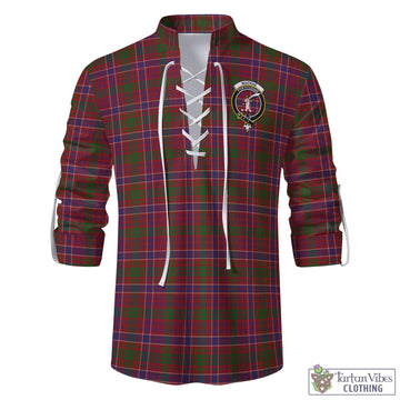 MacRae Red Tartan Men's Scottish Traditional Jacobite Ghillie Kilt Shirt with Family Crest