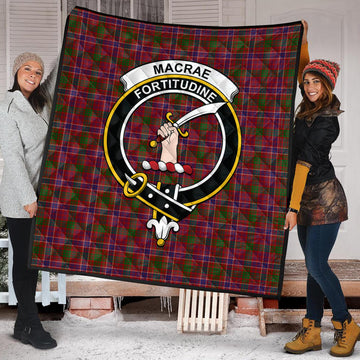 MacRae Red Tartan Quilt with Family Crest