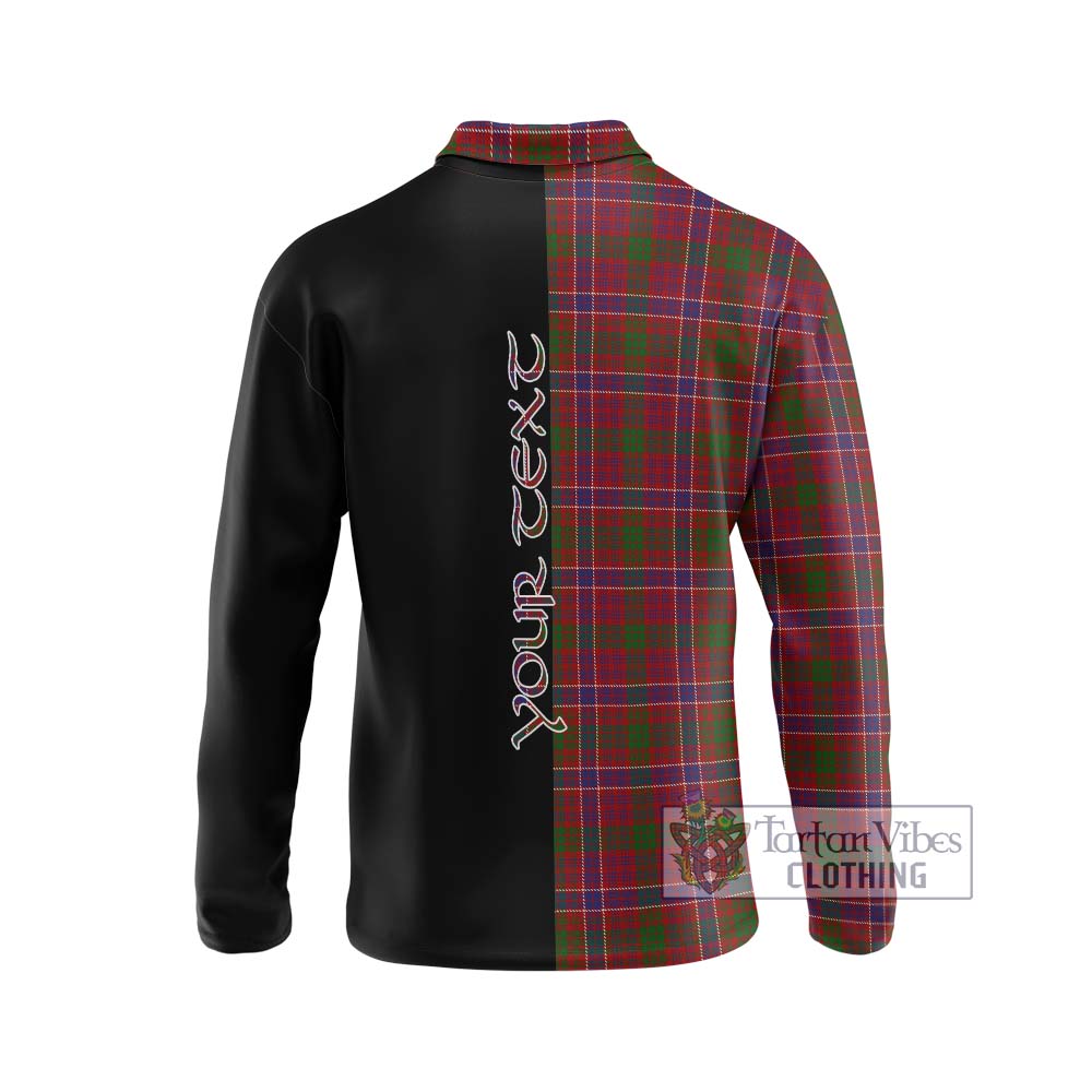 MacRae Red Tartan Long Sleeve Polo Shirt with Family Crest and Half Of Me Style - Tartanvibesclothing Shop