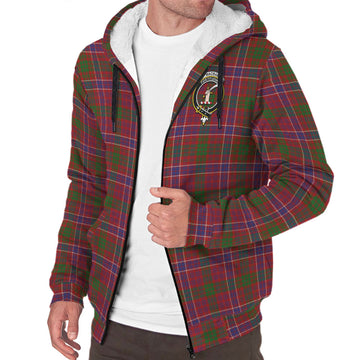 MacRae Red Tartan Sherpa Hoodie with Family Crest