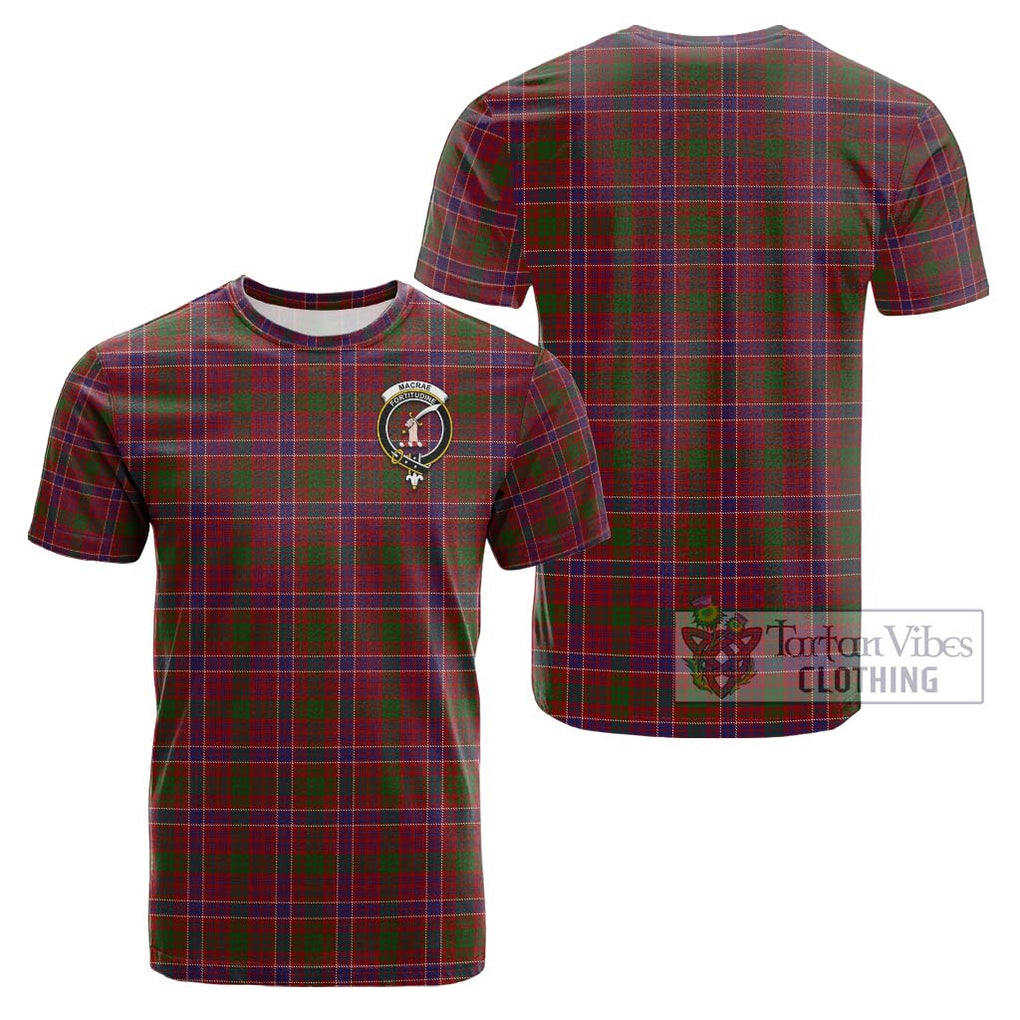 MacRae Red Tartan Cotton T-Shirt with Family Crest Kid's Shirt - Tartanvibesclothing Shop