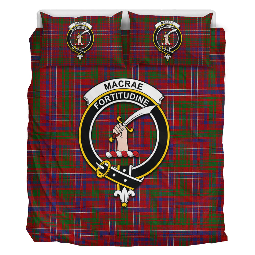 MacRae Red Tartan Bedding Set with Family Crest - Tartan Vibes Clothing