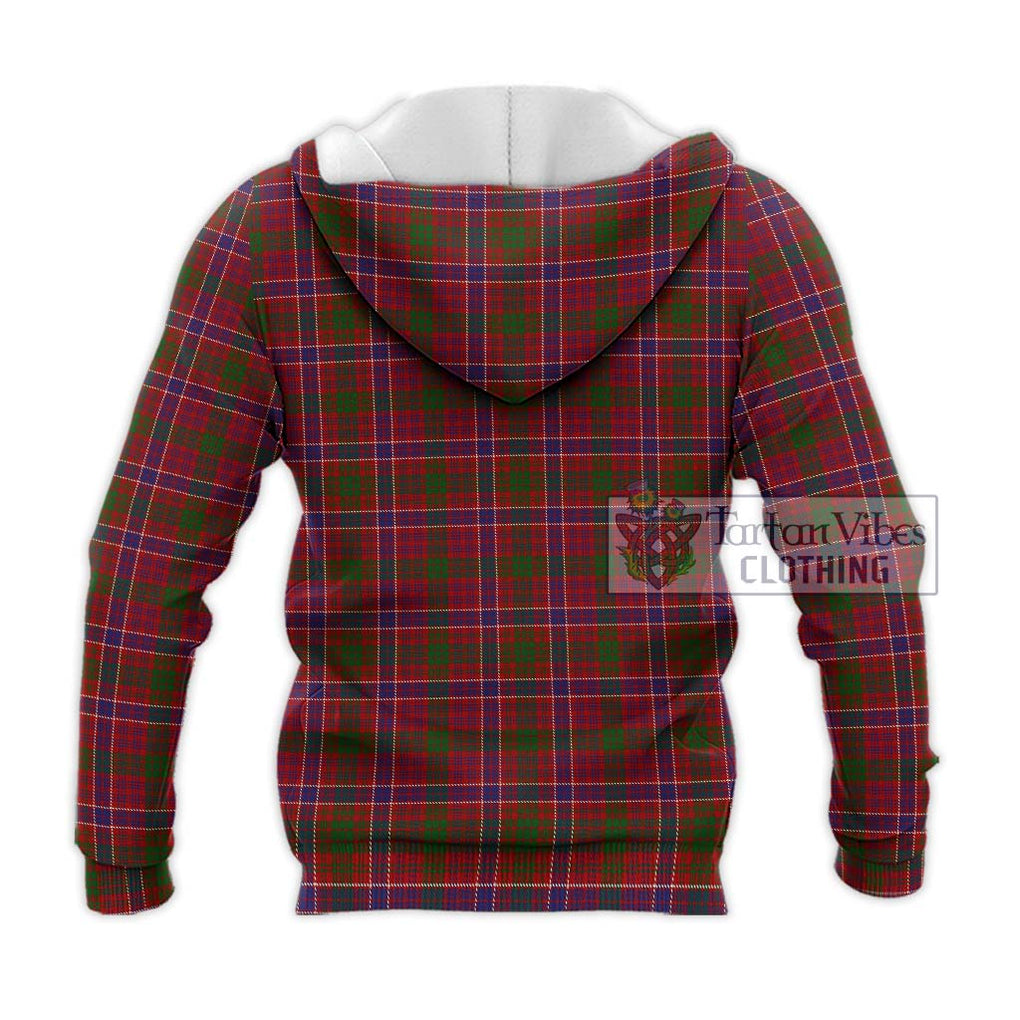 MacRae Red Tartan Knitted Hoodie with Family Crest DNA In Me Style - Tartanvibesclothing Shop