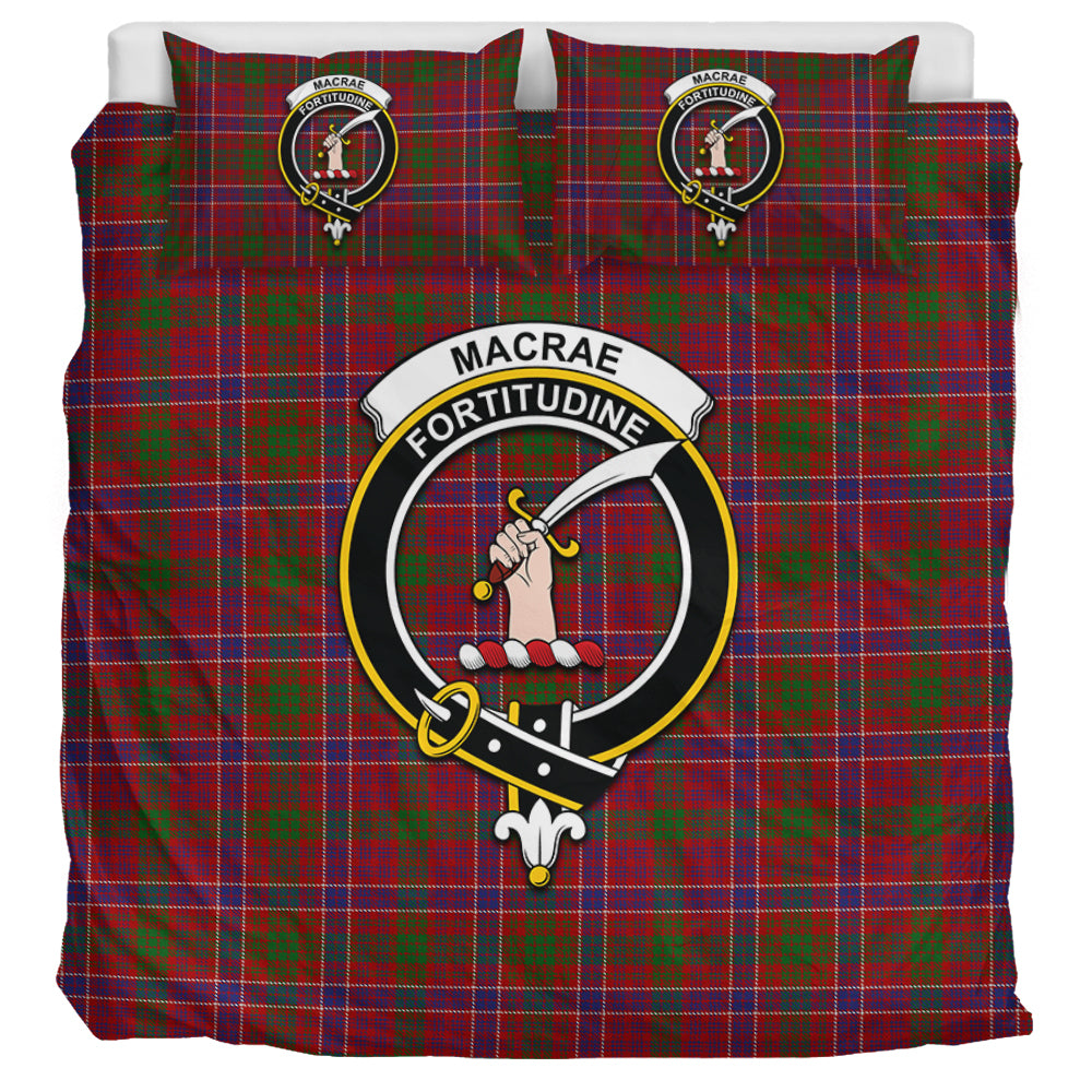 MacRae Red Tartan Bedding Set with Family Crest UK Bedding Set UK Super King 104*94 inch - Tartan Vibes Clothing