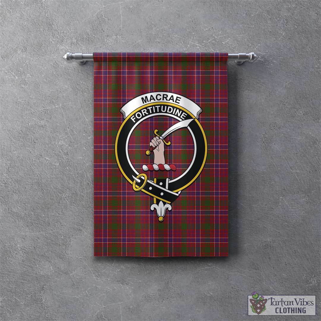 Tartan Vibes Clothing MacRae Red Tartan Gonfalon, Tartan Banner with Family Crest