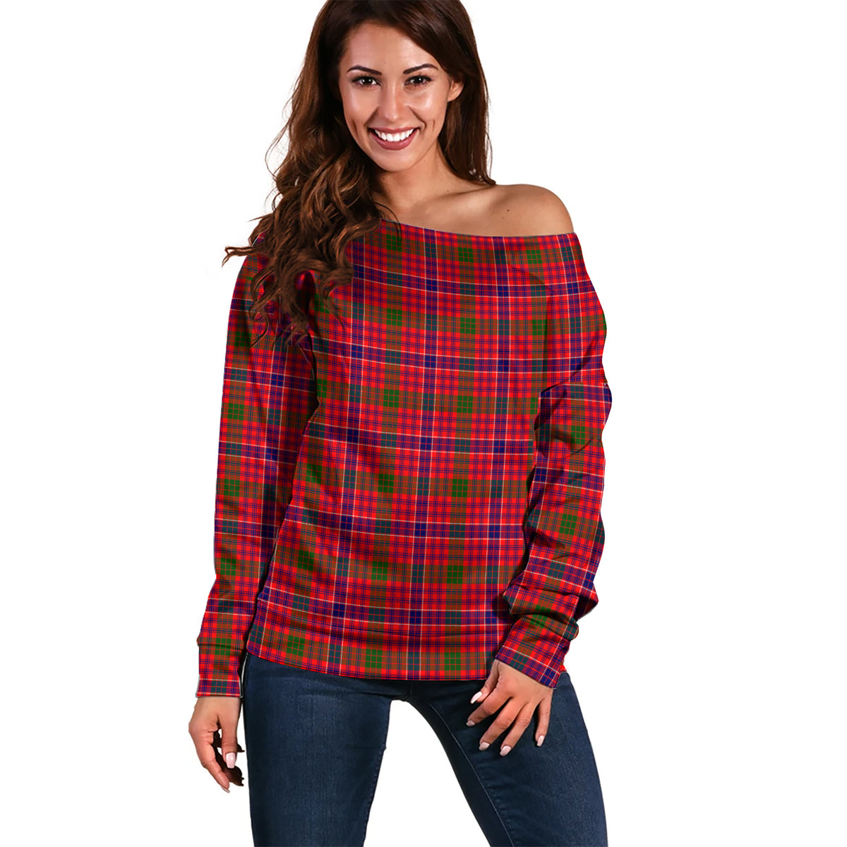 MacRow Tartan Off Shoulder Women Sweater Women - Tartan Vibes Clothing