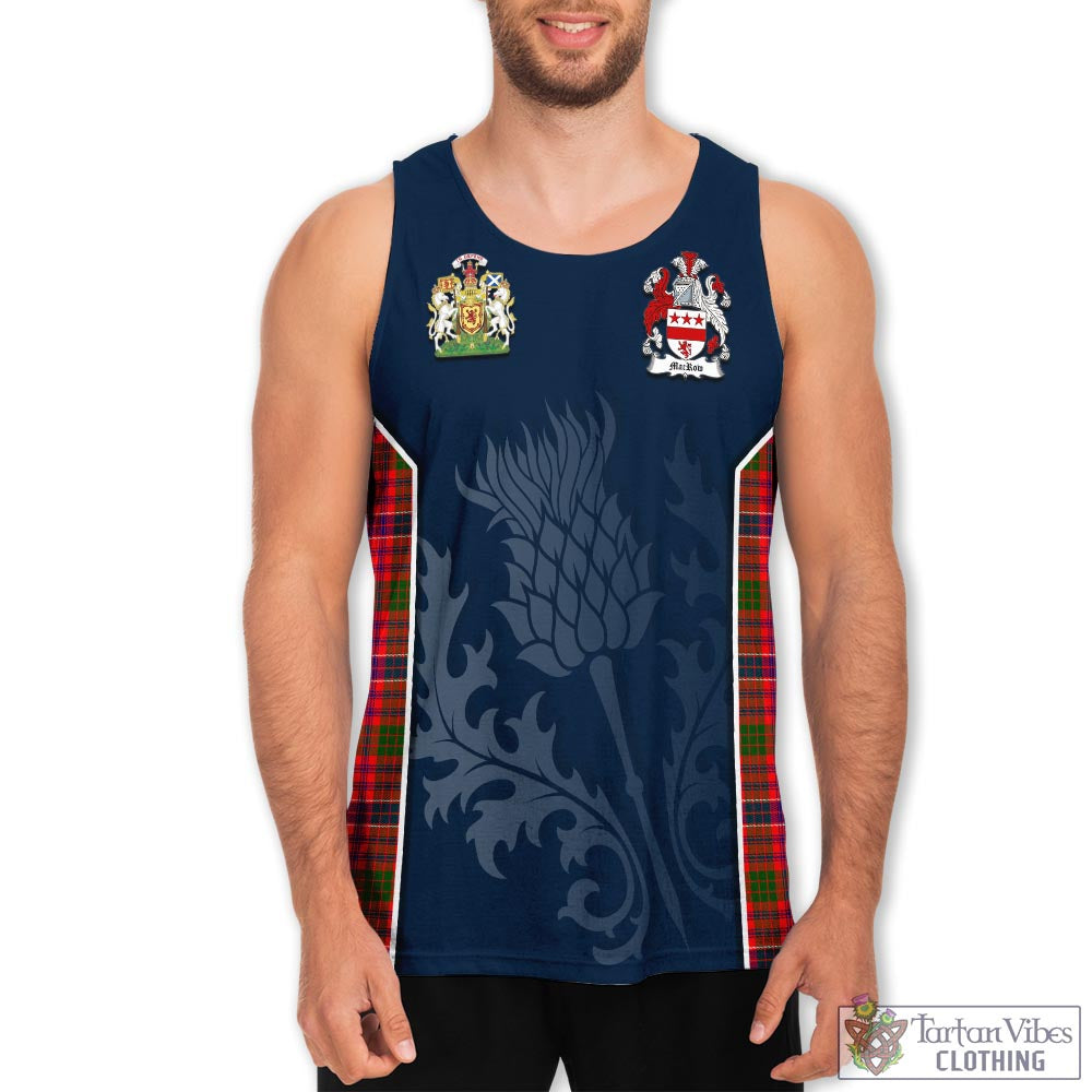 Tartan Vibes Clothing MacRow Tartan Men's Tanks Top with Family Crest and Scottish Thistle Vibes Sport Style