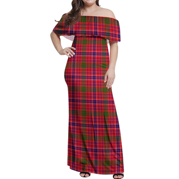 MacRow Tartan Off Shoulder Long Dress