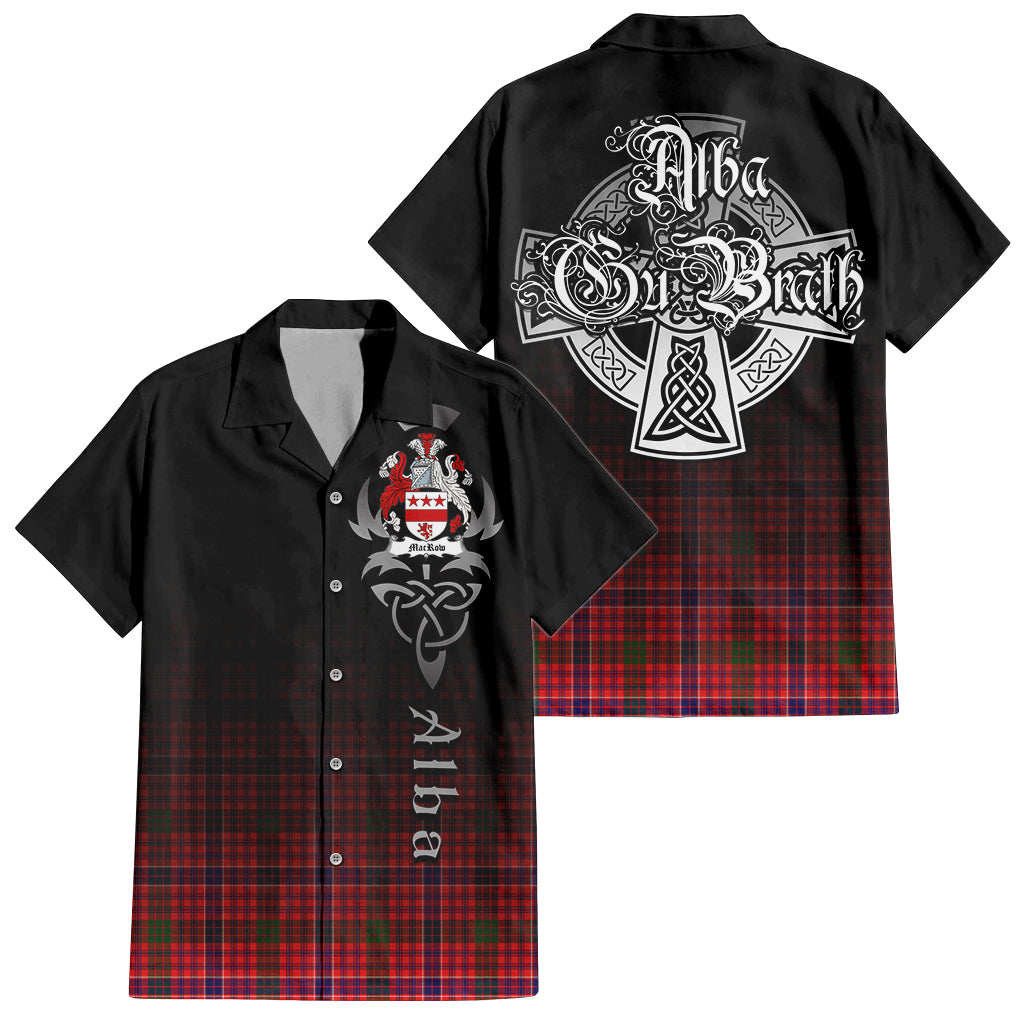 Tartan Vibes Clothing MacRow Tartan Short Sleeve Button Up Featuring Alba Gu Brath Family Crest Celtic Inspired