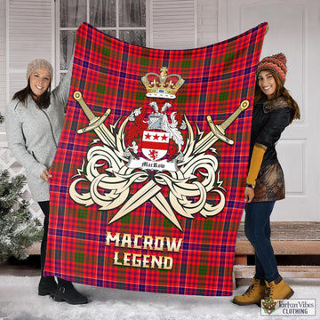MacRow Tartan Blanket with Clan Crest and the Golden Sword of Courageous Legacy X-Large 59 x 79 inches 150 x 200 cm - Tartan Vibes Clothing