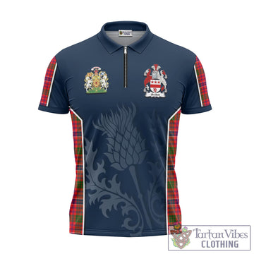 MacRow Tartan Zipper Polo Shirt with Family Crest and Scottish Thistle Vibes Sport Style Unisex - Tartan Vibes Clothing
