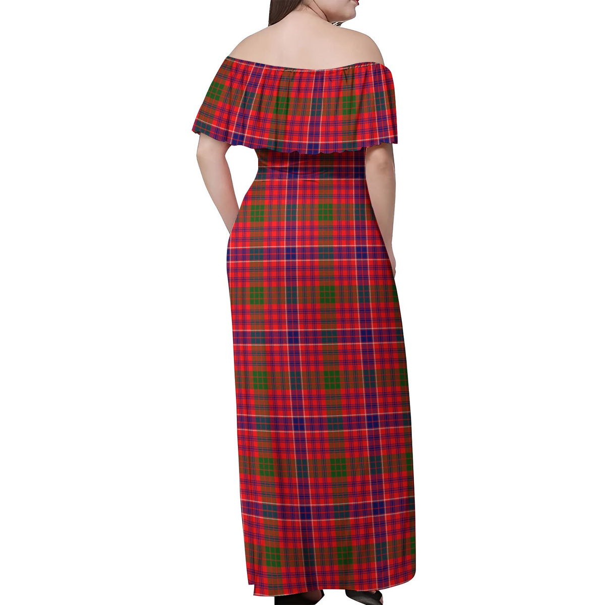 MacRow Tartan Off Shoulder Long Dress - Tartan Vibes Clothing