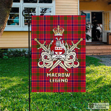 MacRow Tartan Flag with Clan Crest and the Golden Sword of Courageous Legacy