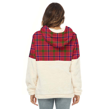 MacRow Tartan Half Style Women's Borg Fleece Hoodie with Half Zip