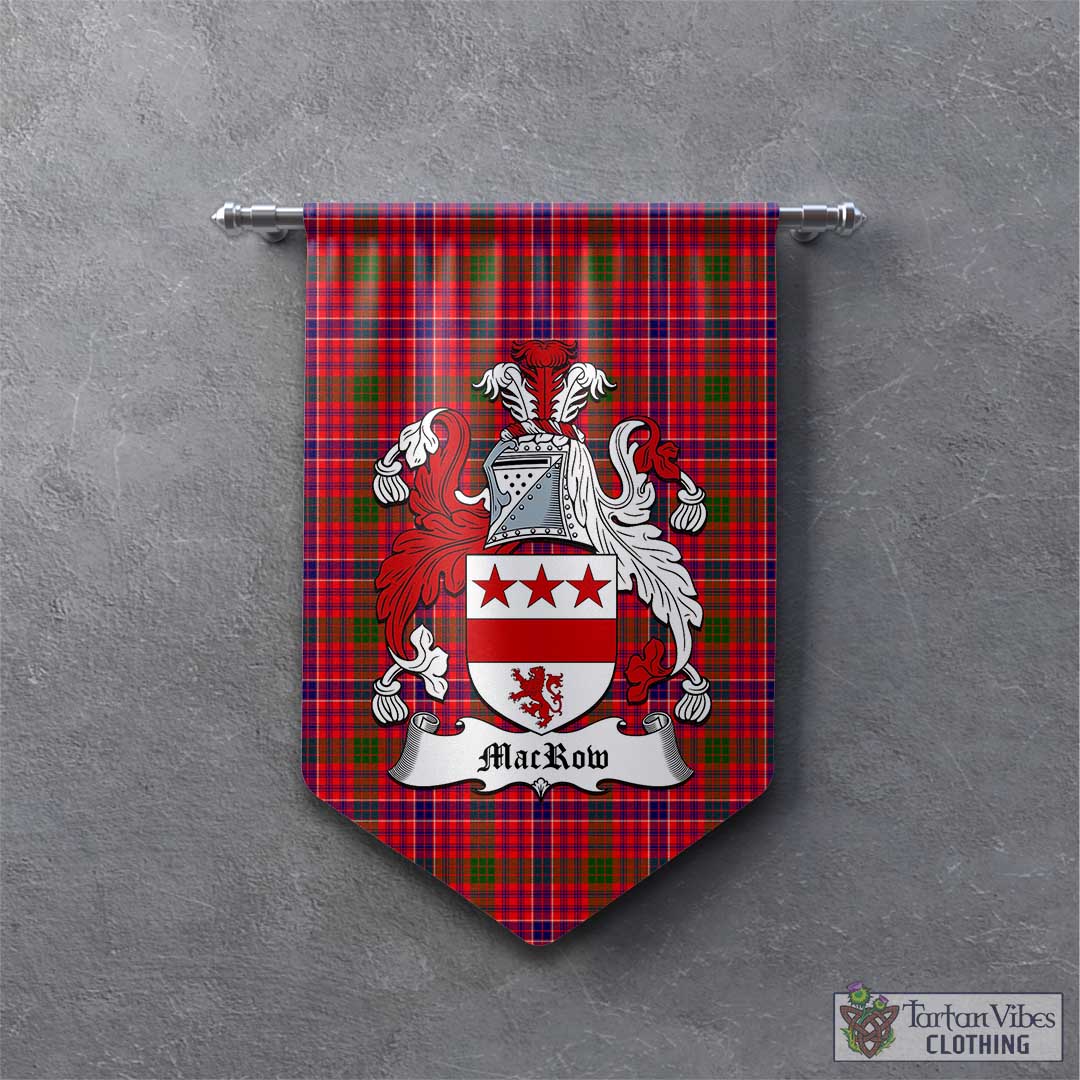 Tartan Vibes Clothing MacRow Tartan Gonfalon, Tartan Banner with Family Crest