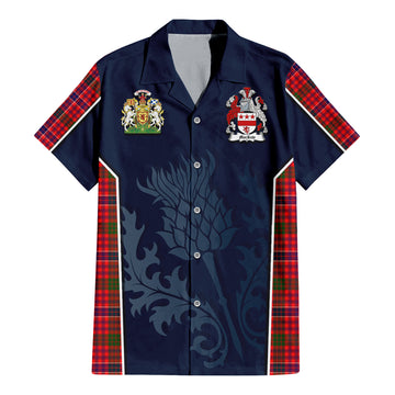 MacRow Tartan Short Sleeve Button Up Shirt with Family Crest and Scottish Thistle Vibes Sport Style