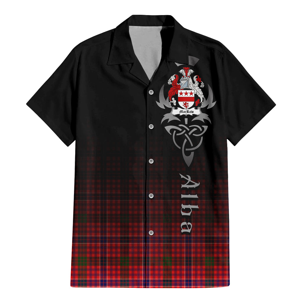 Tartan Vibes Clothing MacRow Tartan Short Sleeve Button Up Featuring Alba Gu Brath Family Crest Celtic Inspired