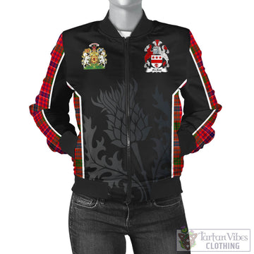 MacRow Tartan Bomber Jacket with Family Crest and Scottish Thistle Vibes Sport Style