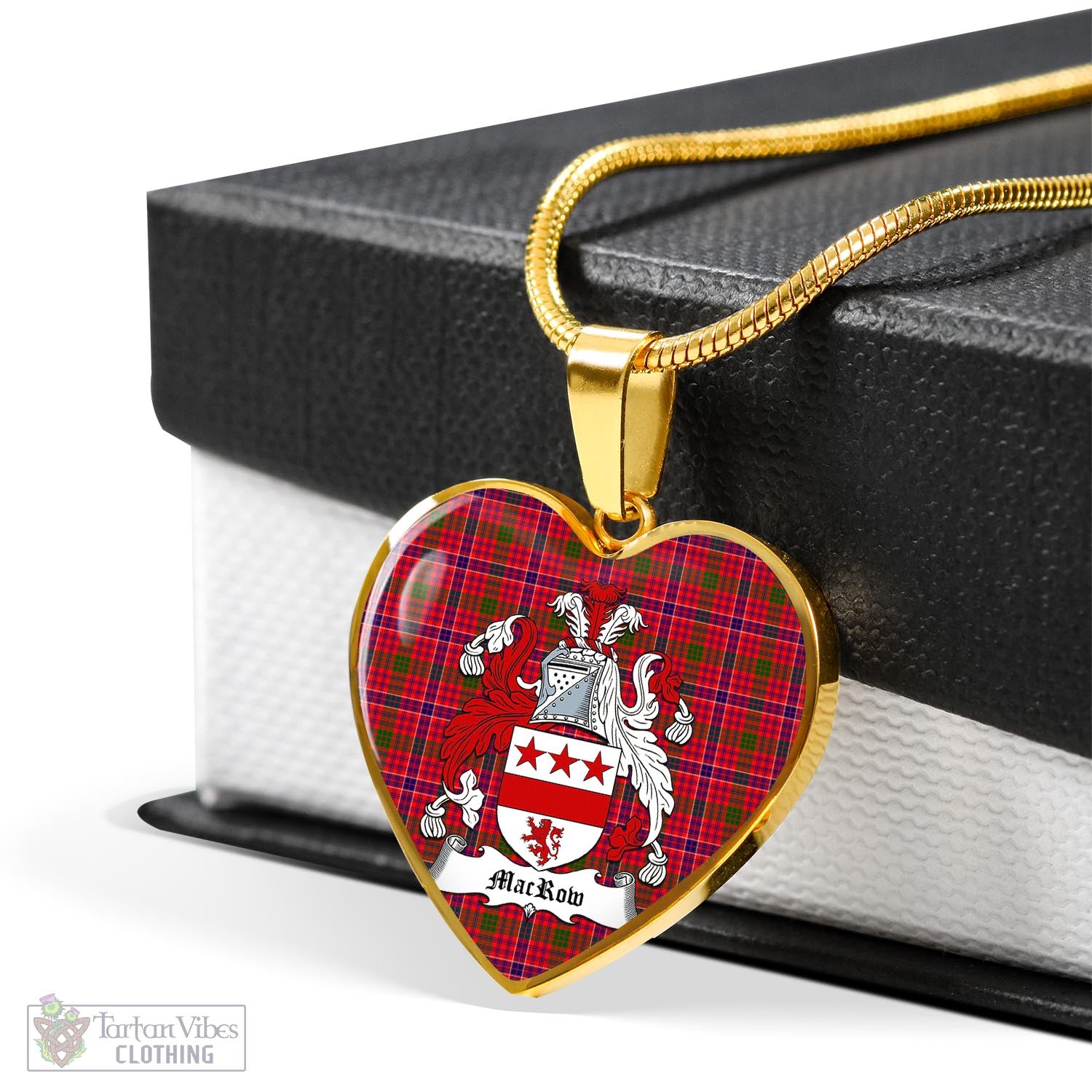 Tartan Vibes Clothing MacRow Tartan Heart Necklace with Family Crest