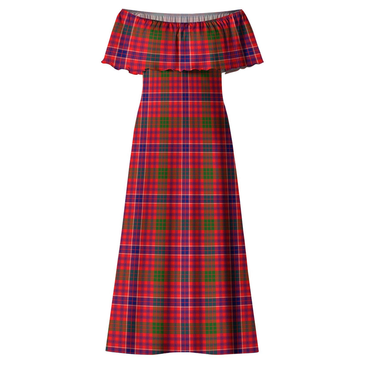 MacRow Tartan Off Shoulder Long Dress - Tartan Vibes Clothing