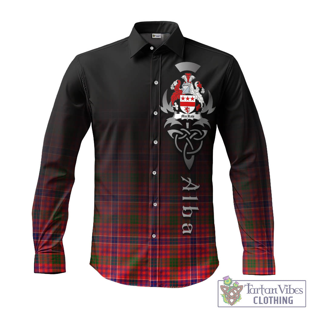 Tartan Vibes Clothing MacRow Tartan Long Sleeve Button Up Featuring Alba Gu Brath Family Crest Celtic Inspired